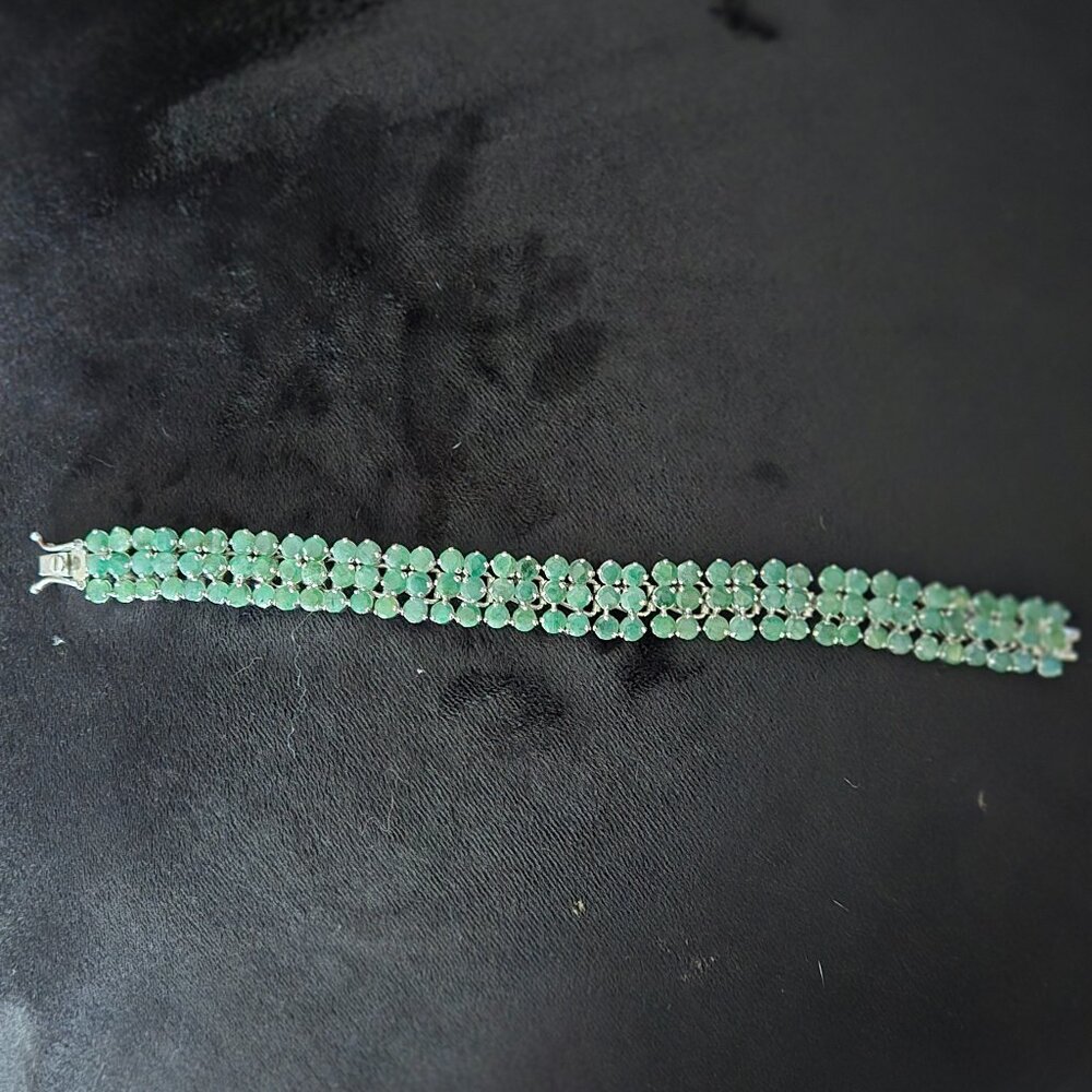 EMILY AUTHENTIC EMERALD STERLING SILVER HANDCRAFTED BRACELET 7.25in NWOT